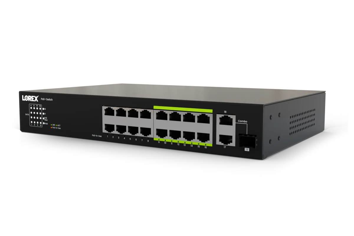 16-Port Ethernet PoE+ Unmanaged Switch with 8-Port Long Range PoE+ and 250W PoE Budget