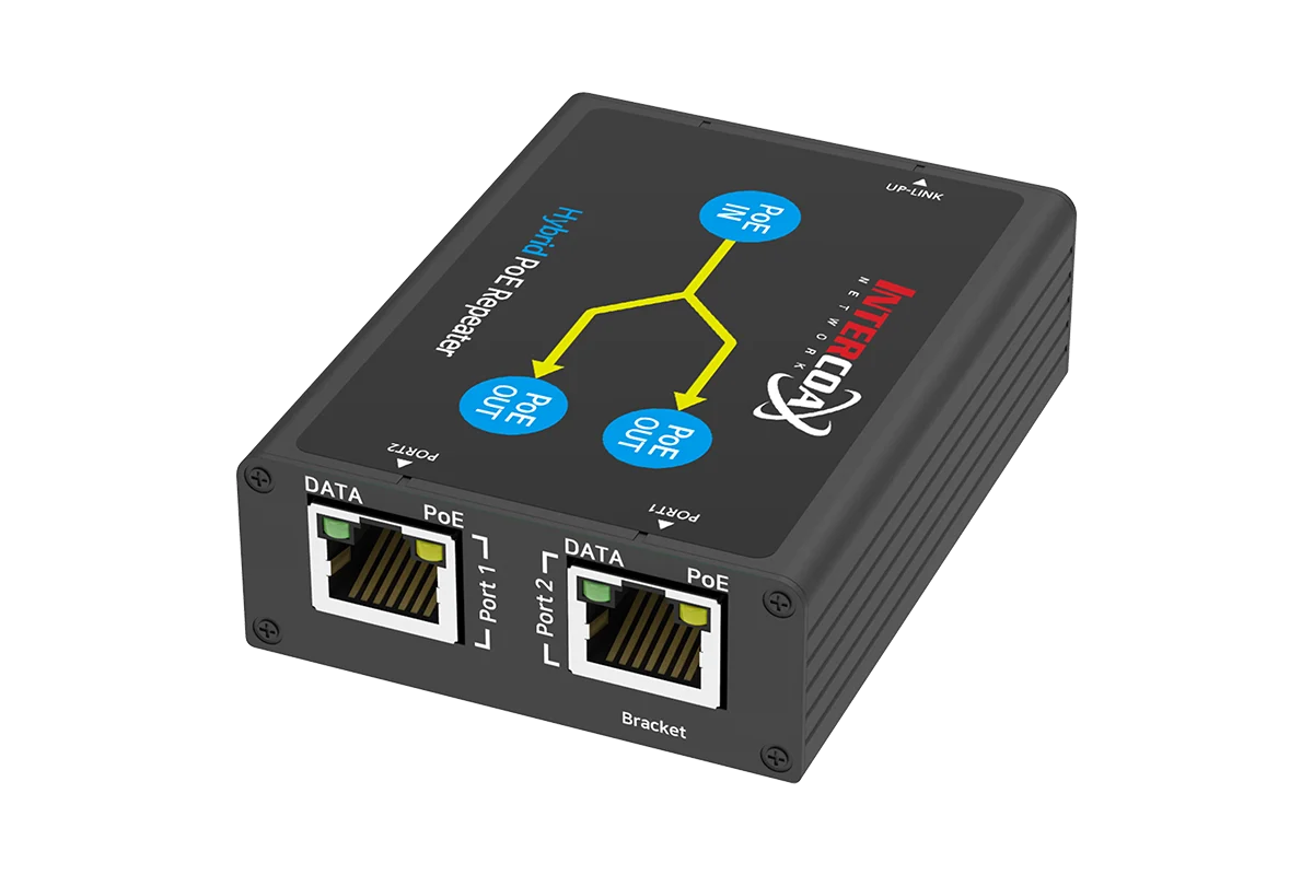 2 Port PoE+ Repeater (100m/300ft 1-in 2-out Daisy Chain PoE Repeater)