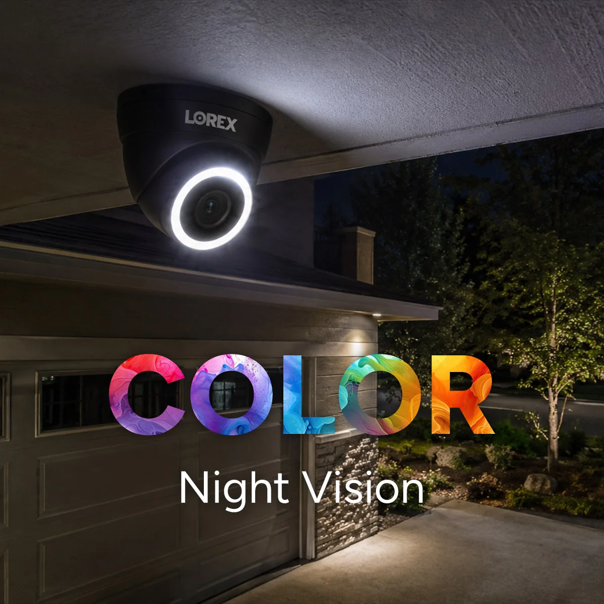 Lorex Connect V3 4K Wired PoE Turret Camera with Smart Security Lighting - White/Black - Image 4