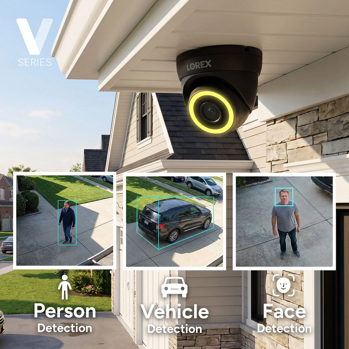 Lorex Connect V5 4K PoE Turret Cameras with Color Smart Security Lighting - White/Black - Image 3