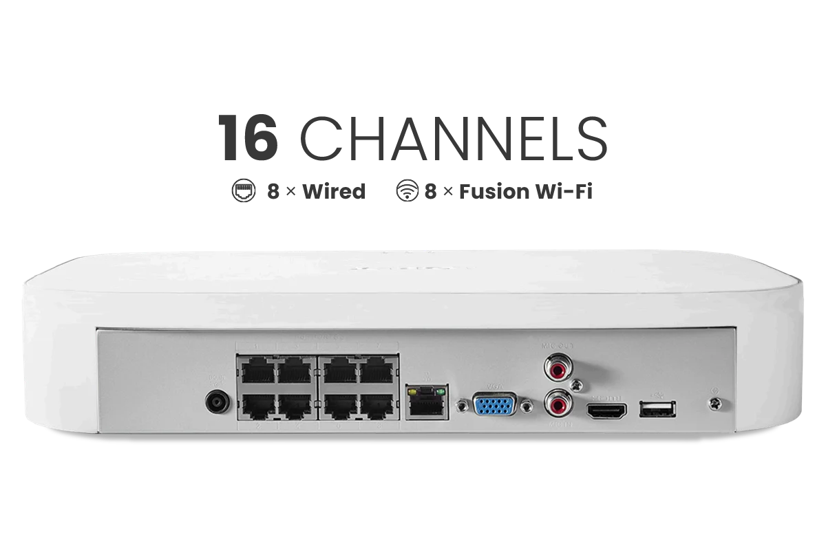 Lorex Fusion NVR with Eight A4 4MP (2K) IP Turret Cameras - 4K 16-Channel (8 Wired + 8 Wi-Fi Fusion) 2TB Wired System - Image 4
